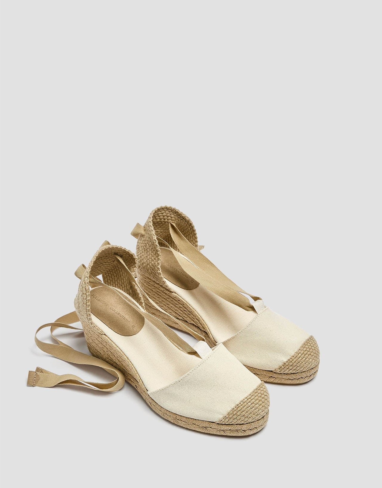 Pull&bear heeled espadrille tie up shoes in khaki