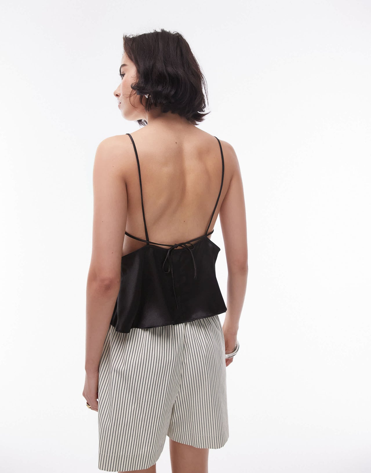 Topshop back detail satin cami in black