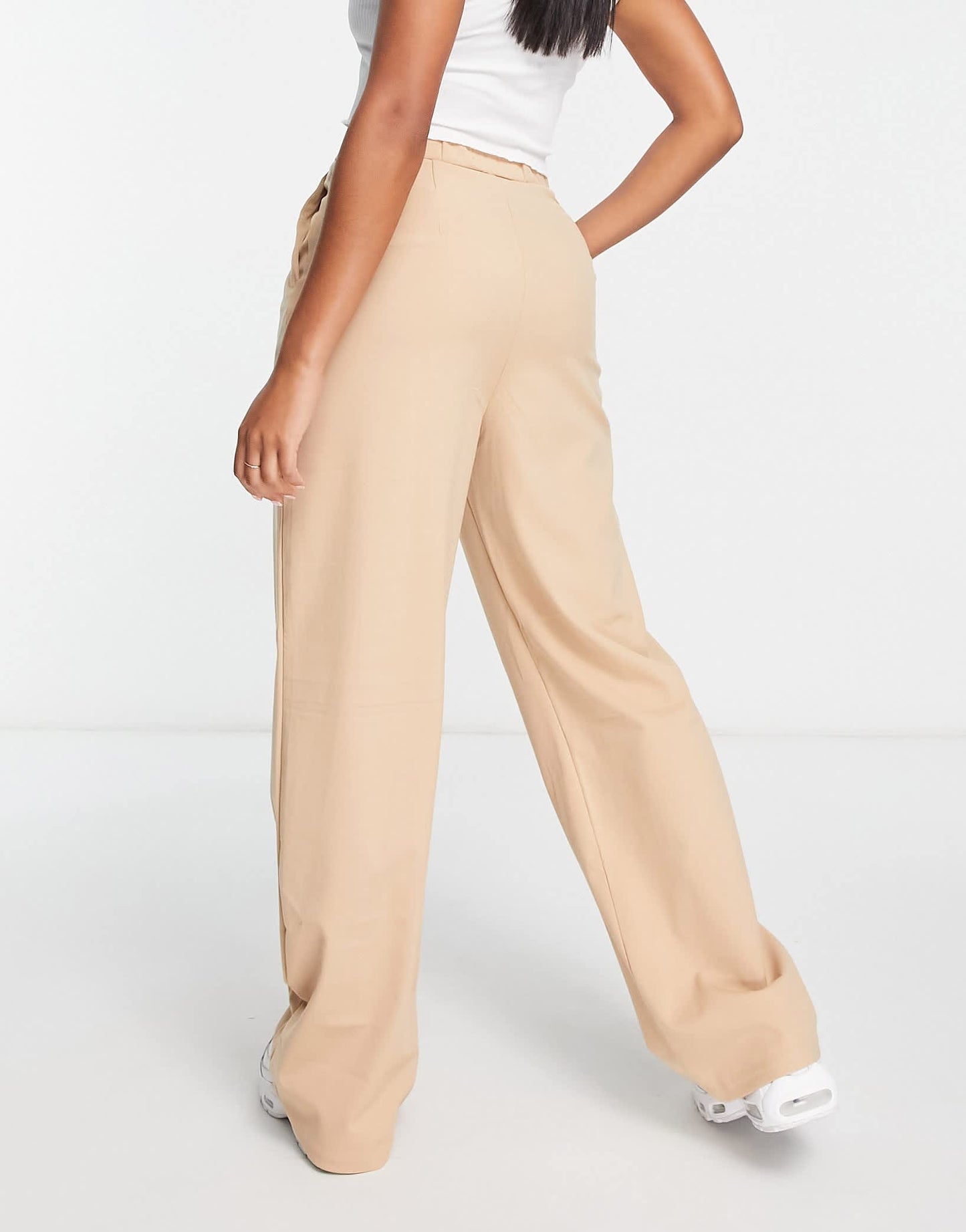Stradivarius wide leg relaxed dad trousers in beige