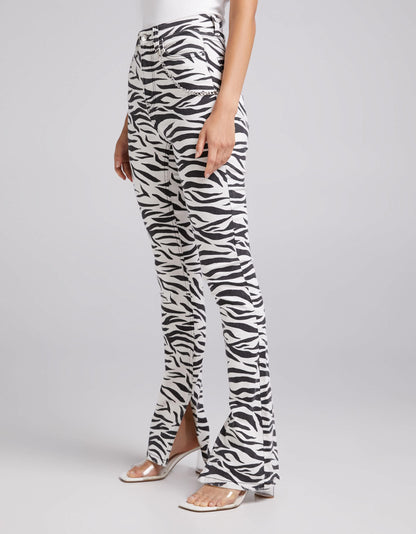 Bershka straight leg trouser in zebra print