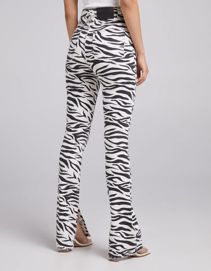 Bershka straight leg trouser in zebra print