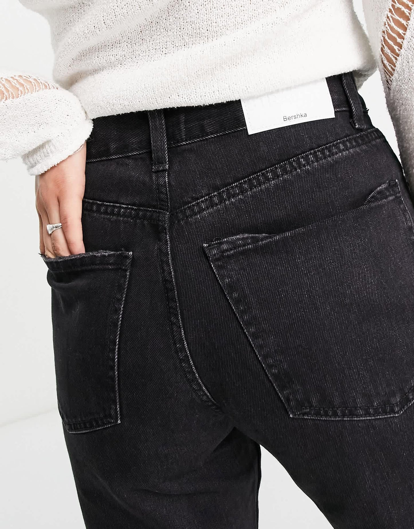 Bershka high waisted dad jean in black