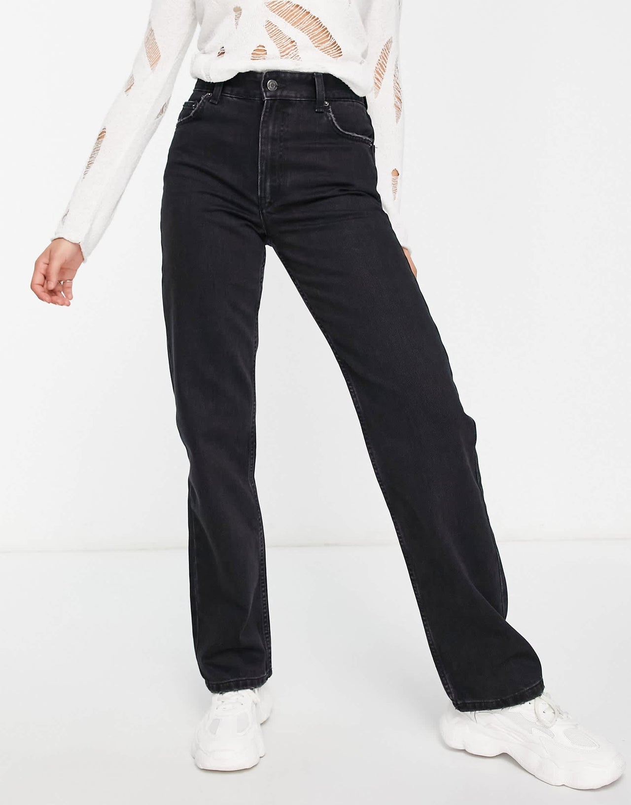 Bershka high waisted dad jean in black