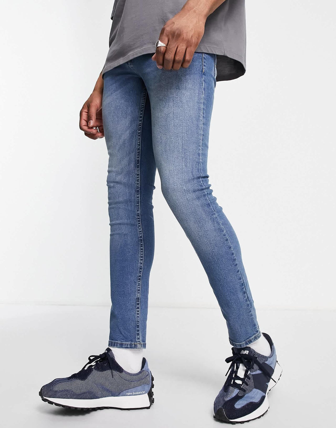 Pull&Bear super skinny jeans in mid blue