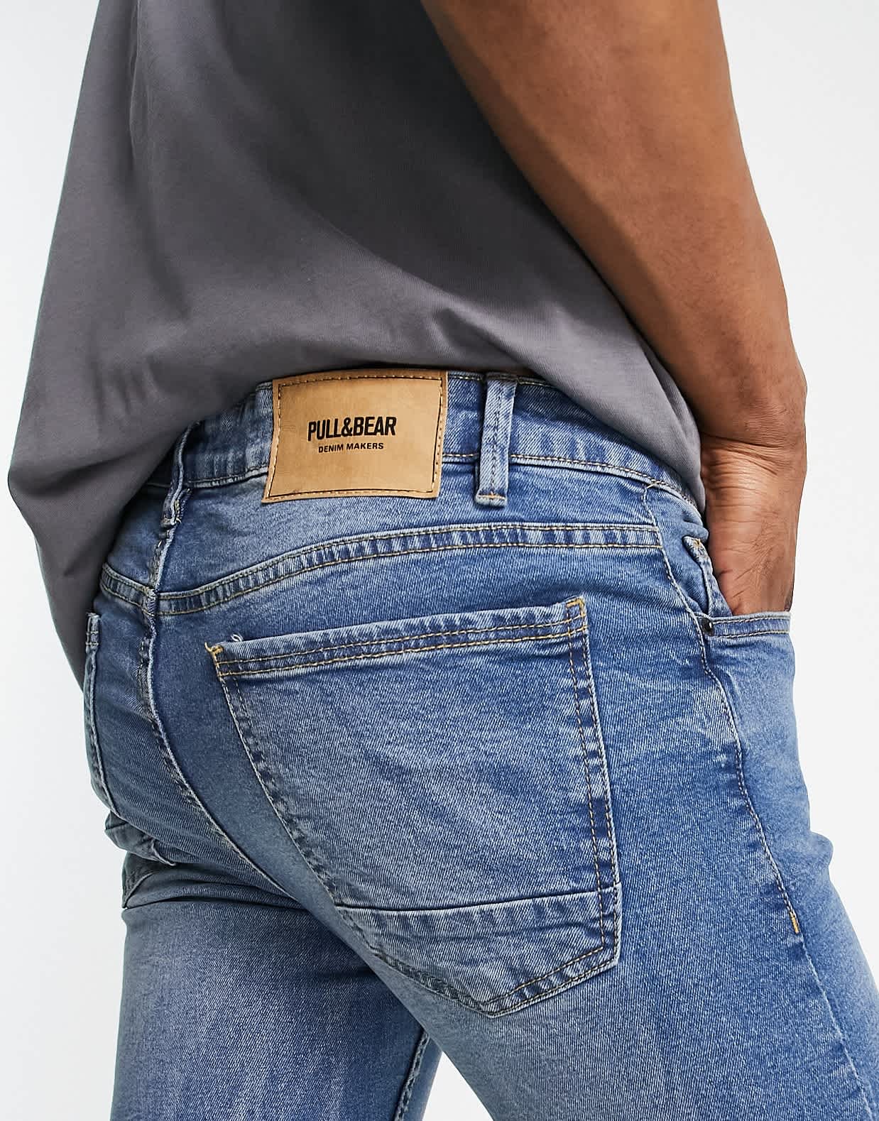 Pull&Bear super skinny jeans in mid blue