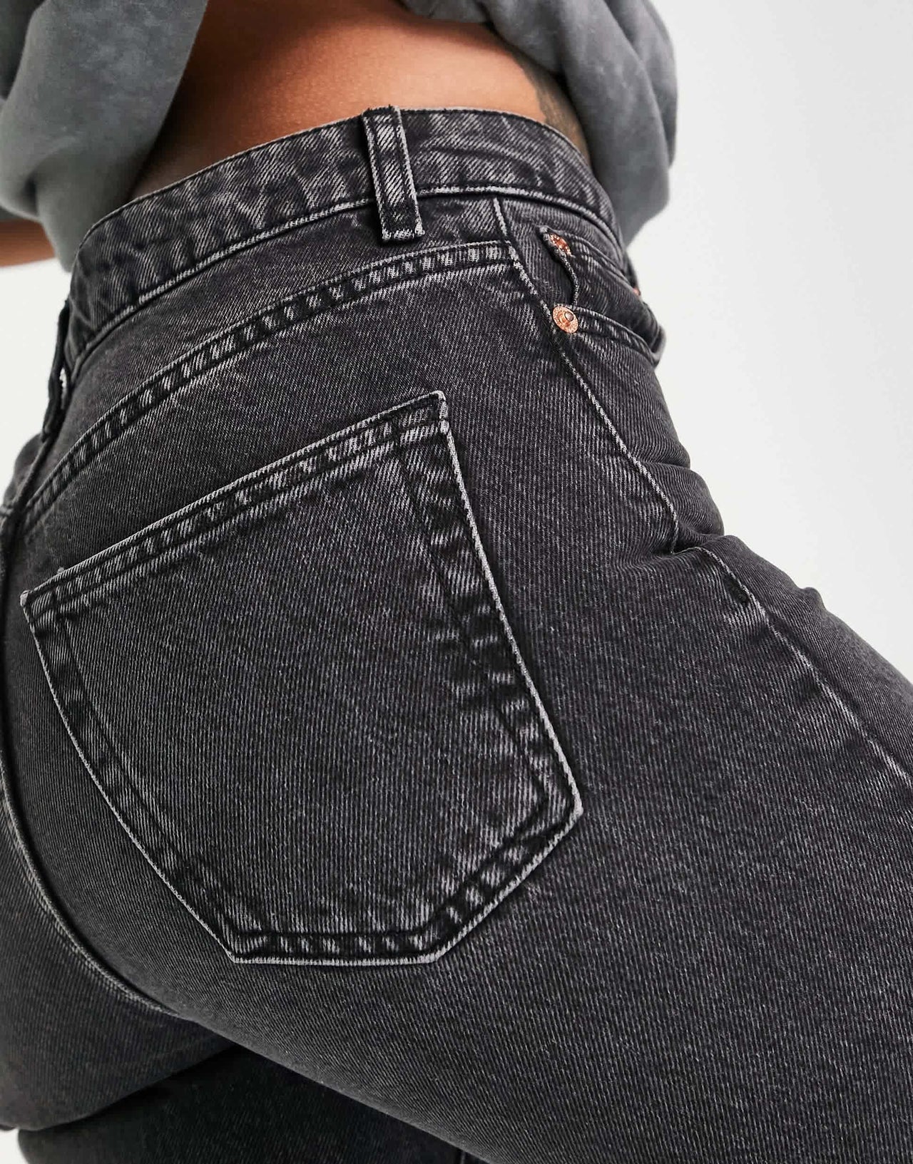 Topshop Original high rise Mom jeans in washed black