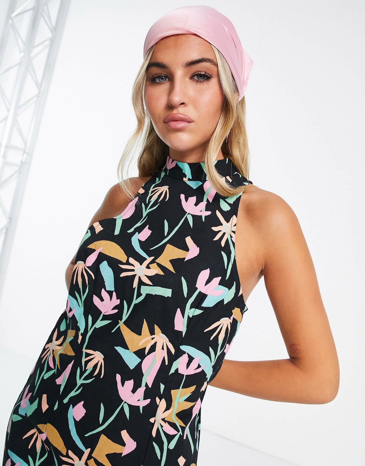 MADE IN KENYA flared mini dress in falling flowers print
