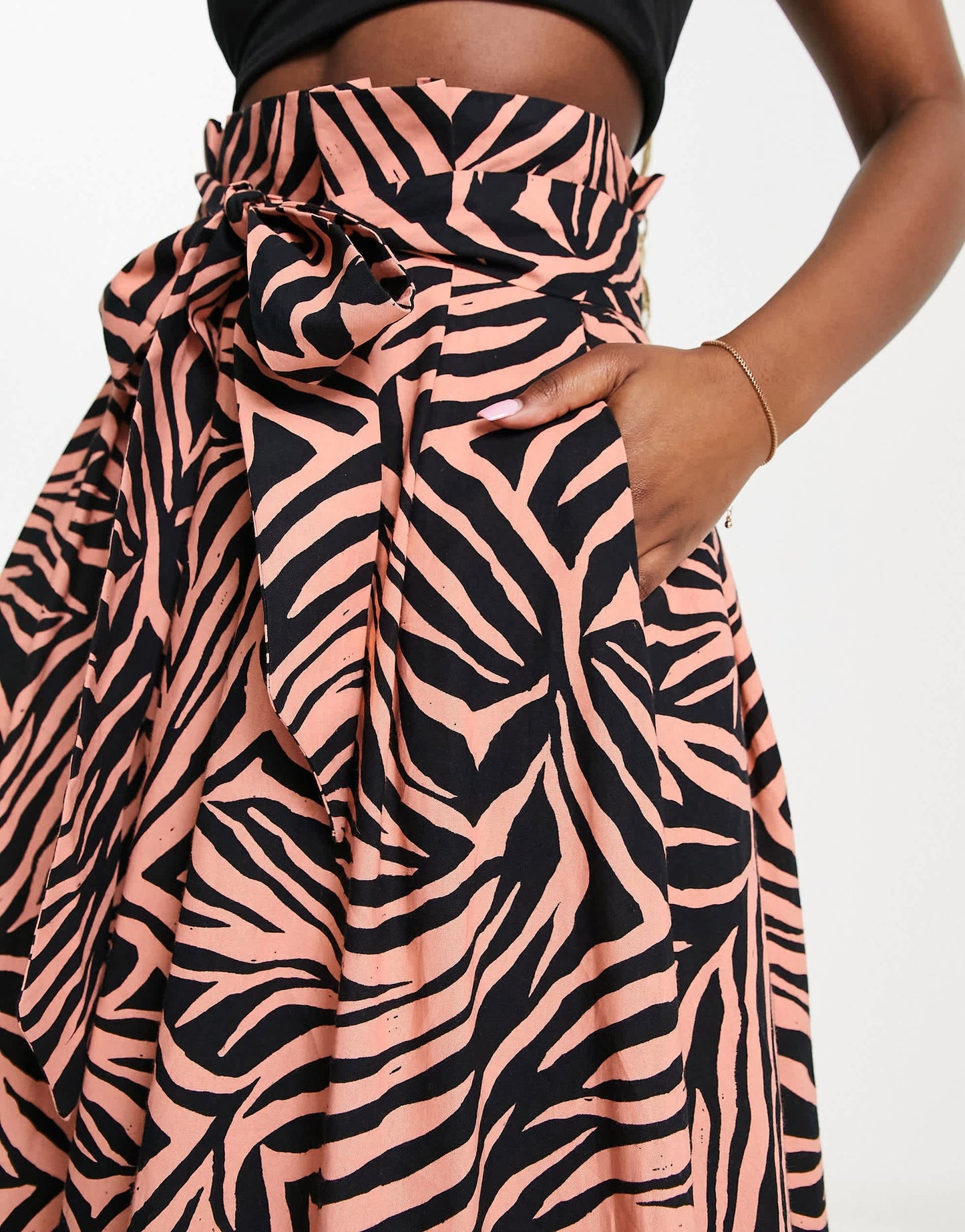 ASOS MADE IN KENYA paperbag waist trousers in tiger print