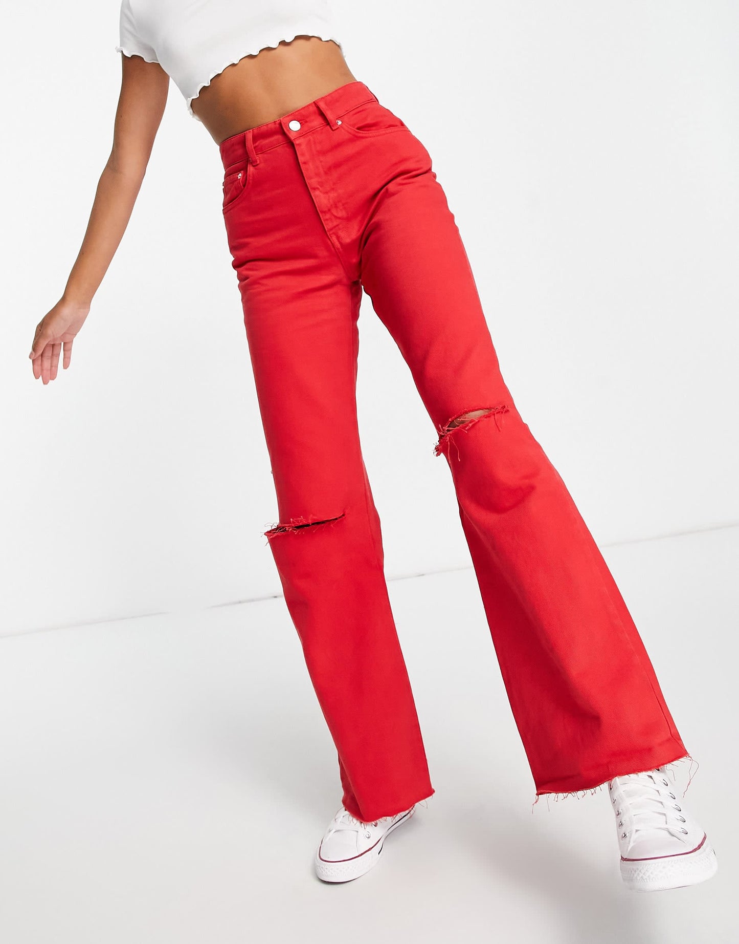 Stradivarius 90's dad jean in red