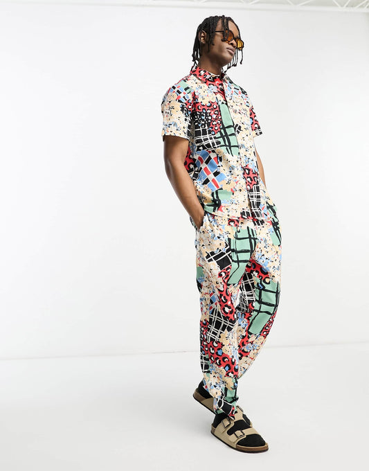 ASOS MADE IN KENYA short sleeve shirt in cut about graphic print