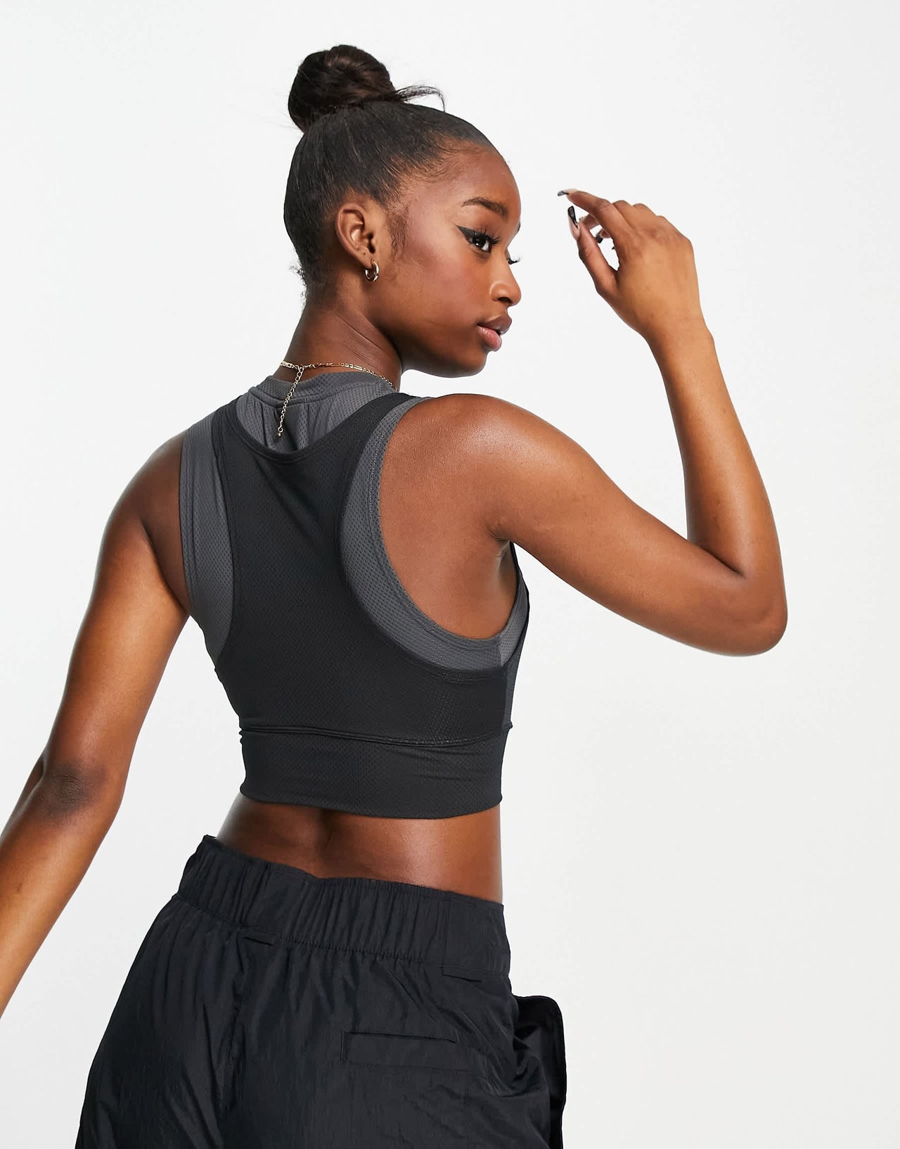 Jordan essential layered crop vest in black and grey