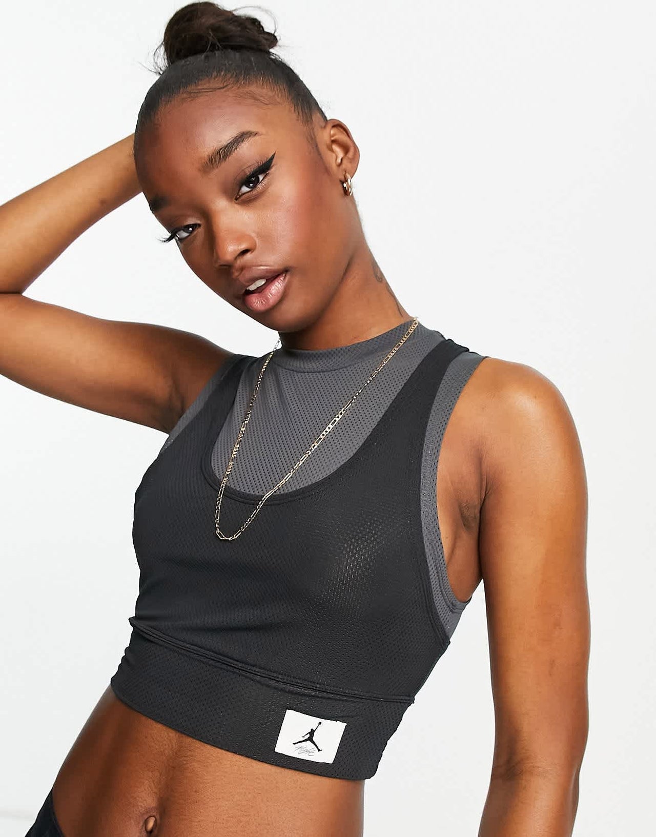 Jordan essential layered crop vest in black and grey