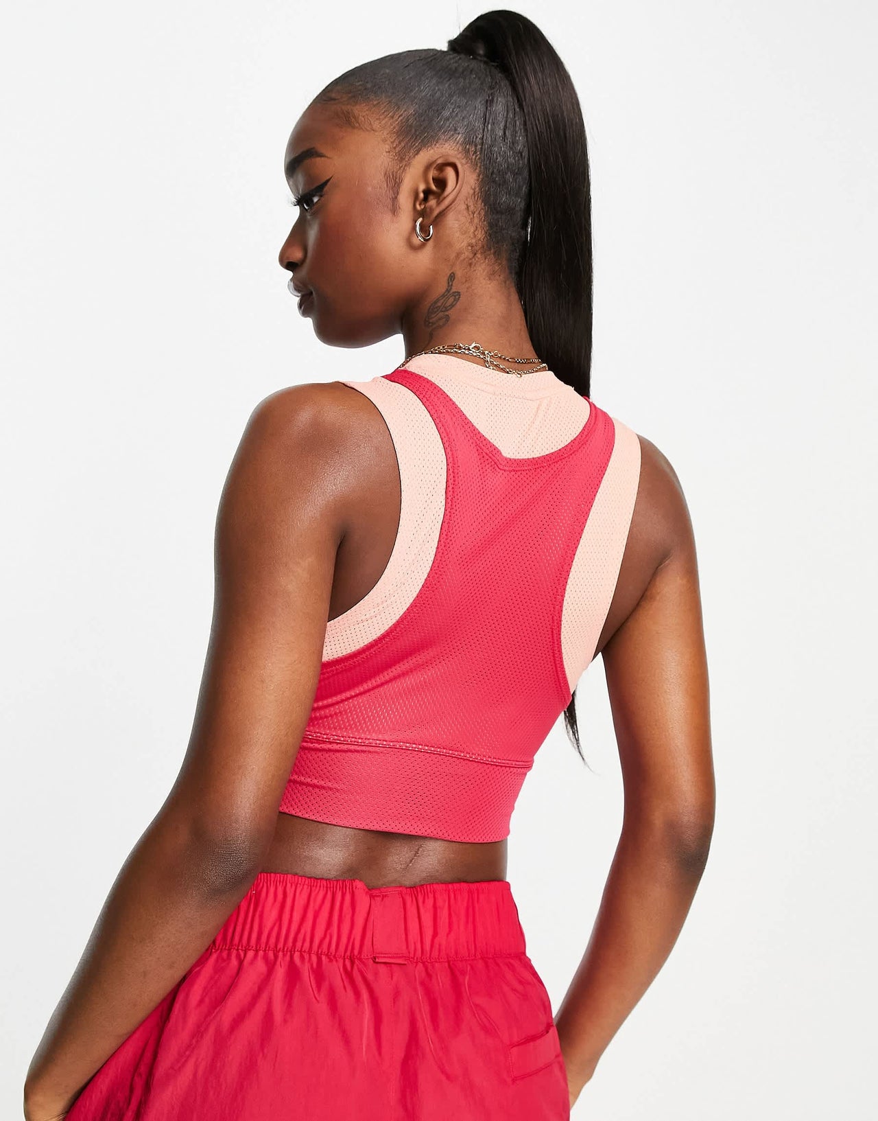 Jordan essential layered crop vest in hibiscus red
