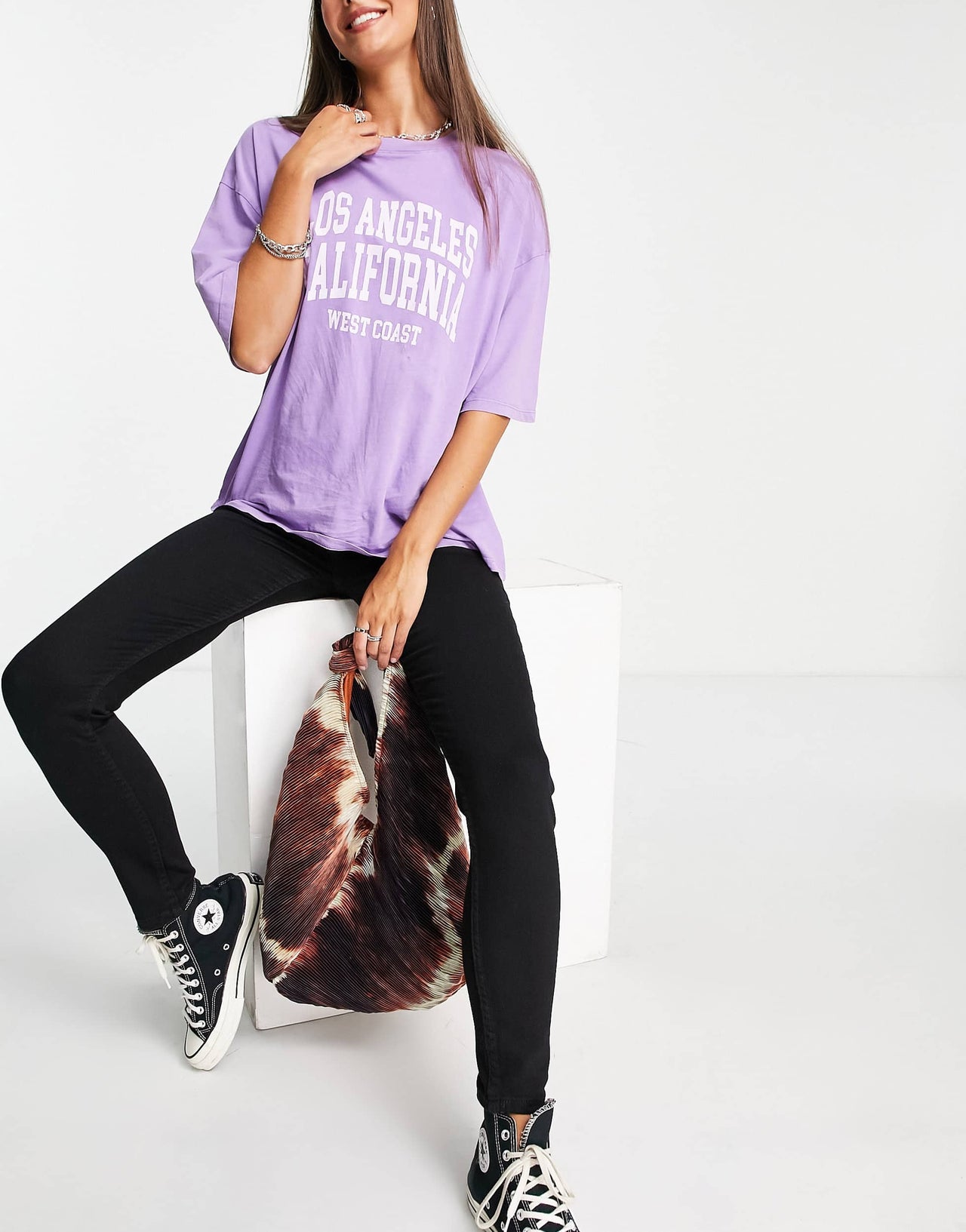 Bershka Tall high waist skinny jean in black