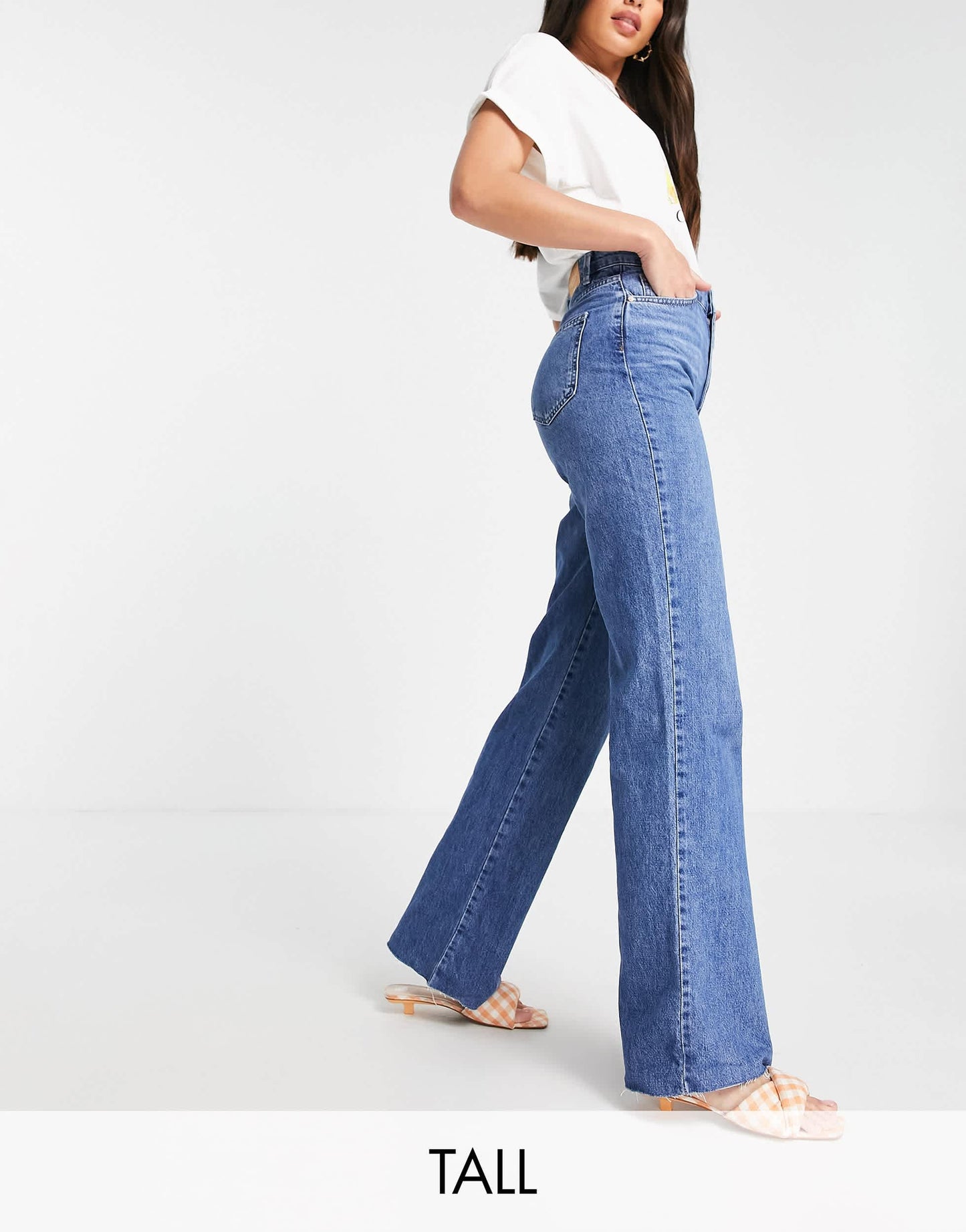 Stradivarius Tall 90s dad jean in medium blue