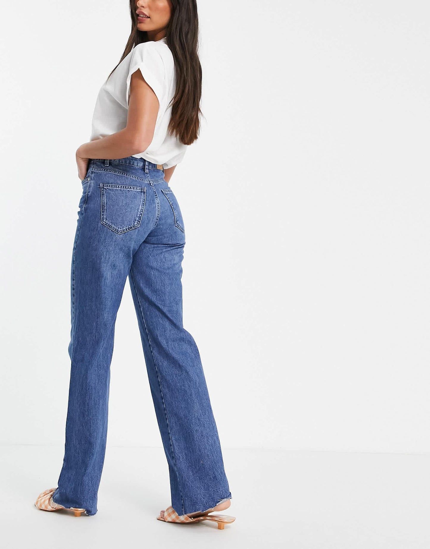 Stradivarius Tall 90s dad jean in medium blue