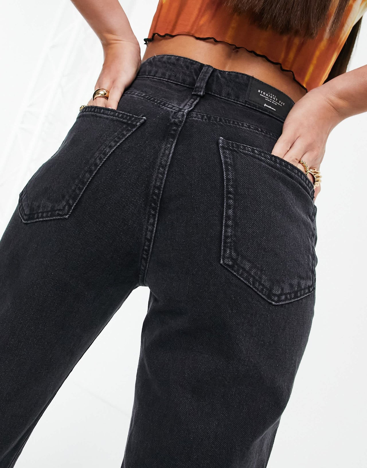 Stradivarius Tall 90s dad jean in black