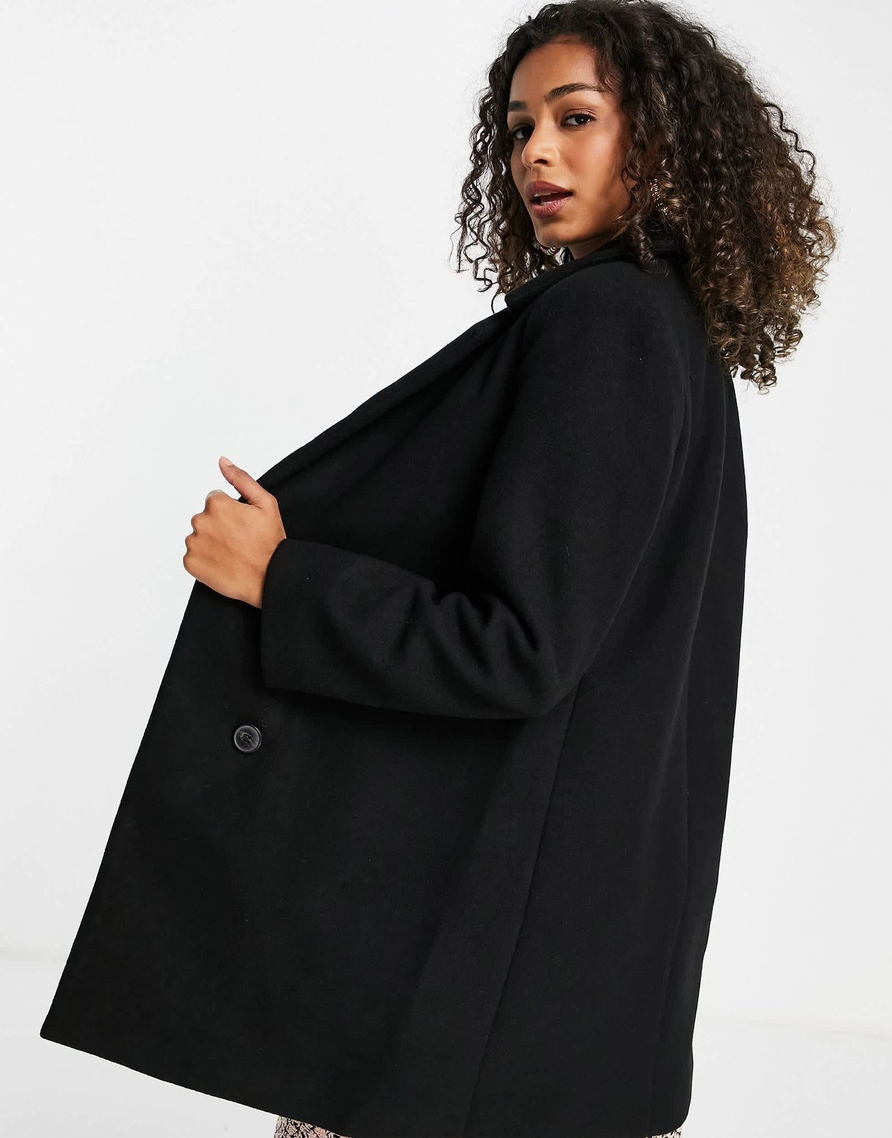 Stradivarius double breasted tailored coat in black