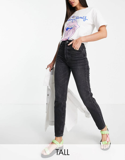 Stradivarius Tall mom fit vintage jean in washed black