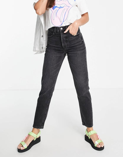 Stradivarius Tall mom fit vintage jean in washed black