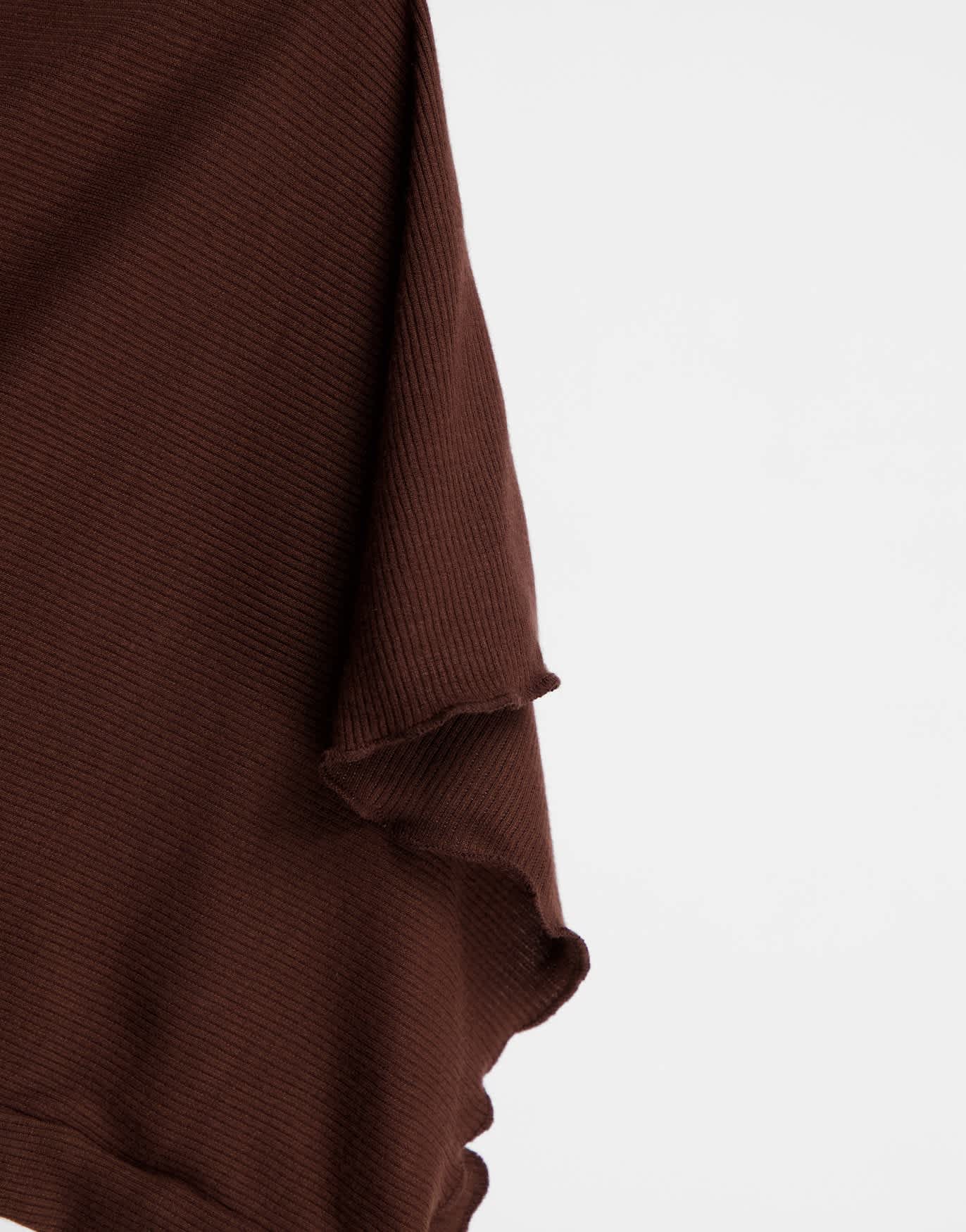 Stradivarius scoop neck fitted top in chocolate brown