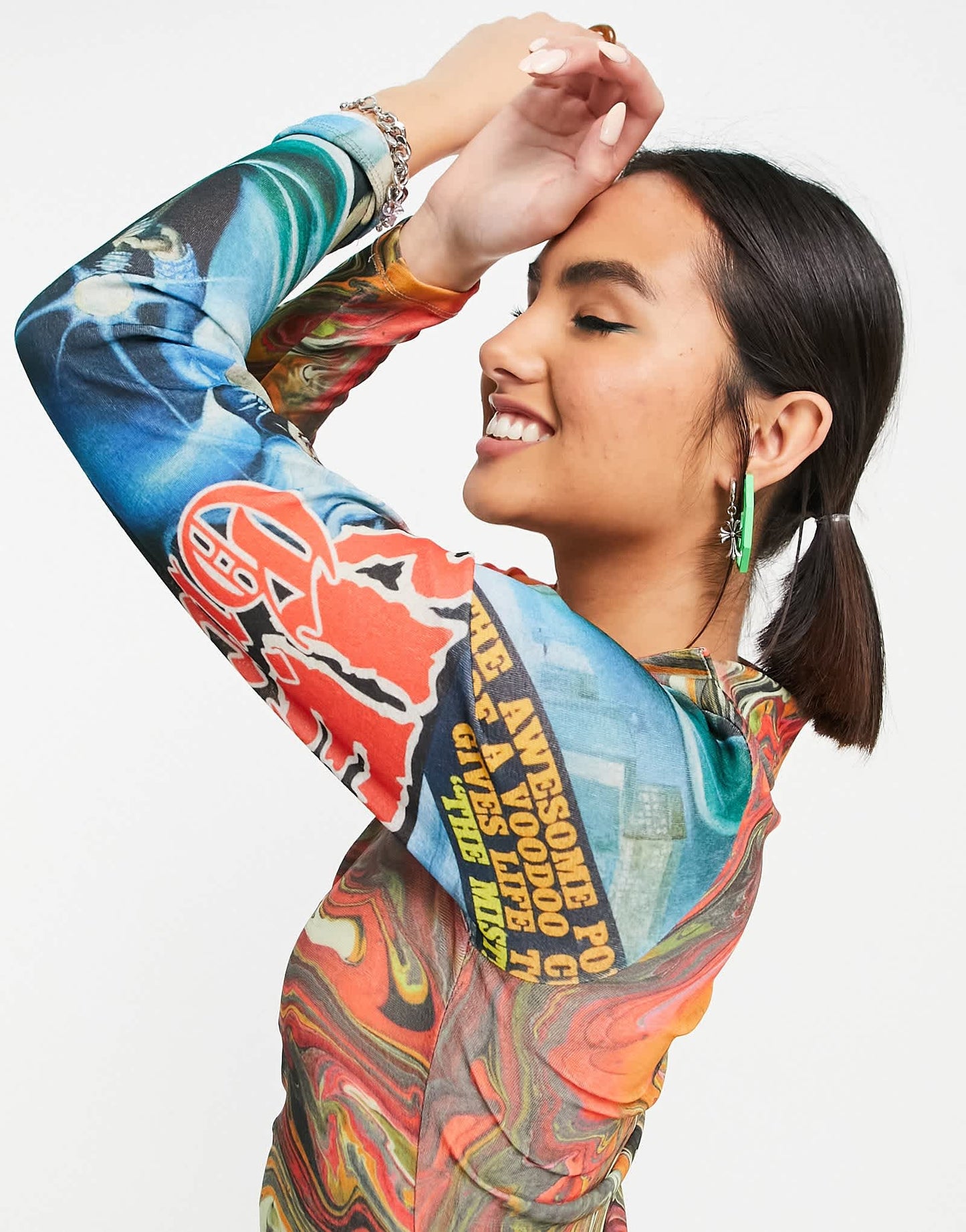 New Girl Order comic print mini shirt dress in multi