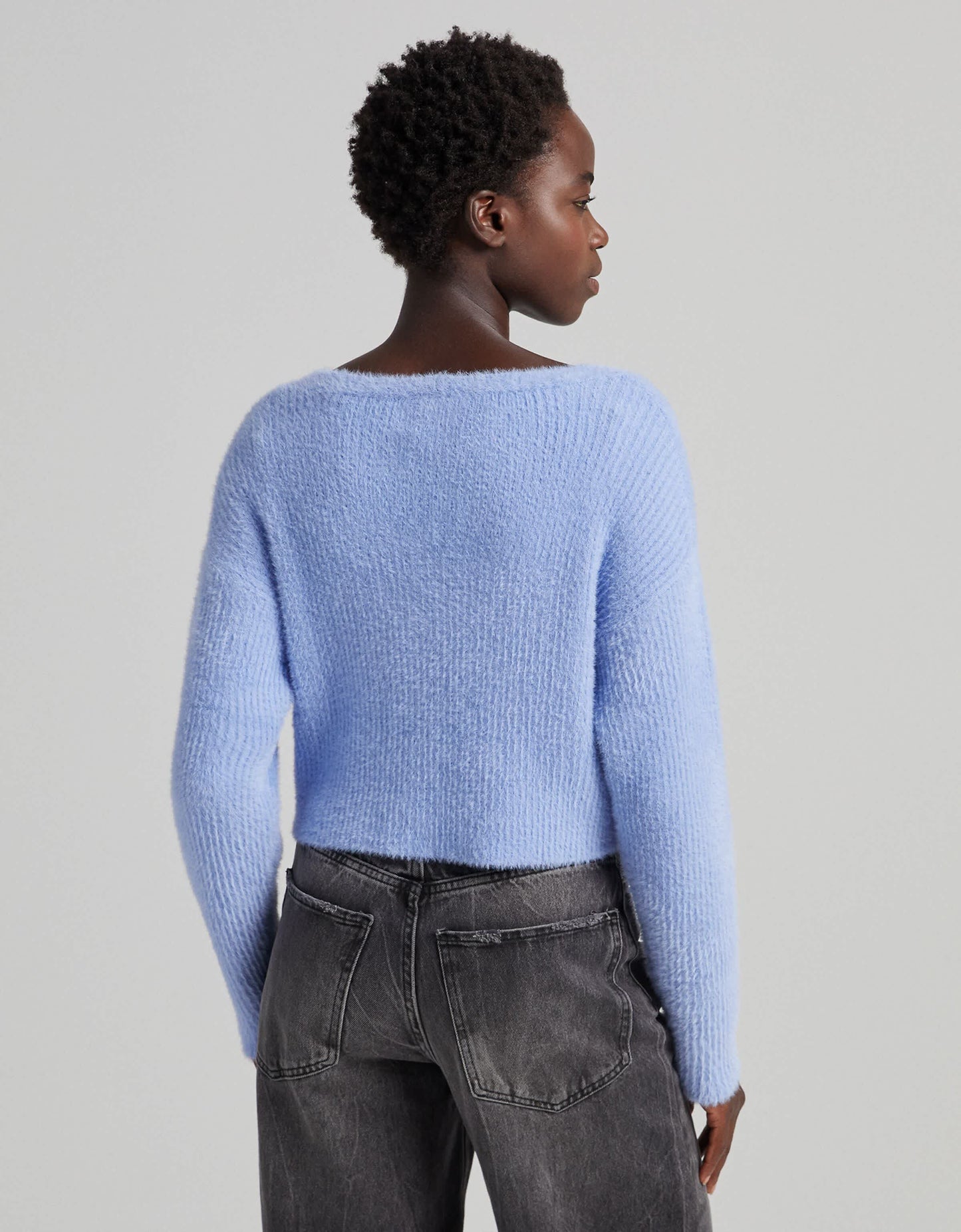 Bershka fluffy cardigan in blue