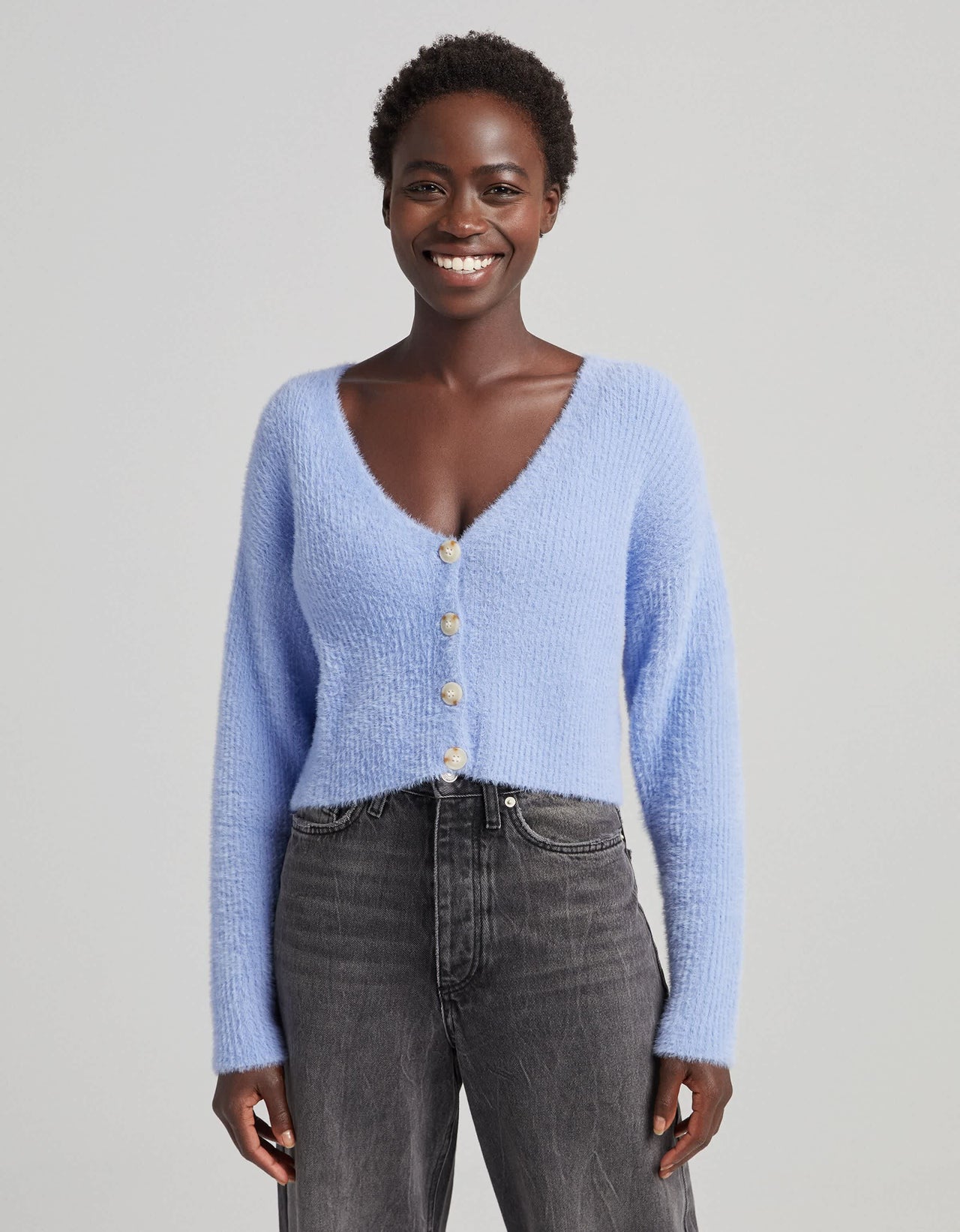Bershka fluffy cardigan in blue
