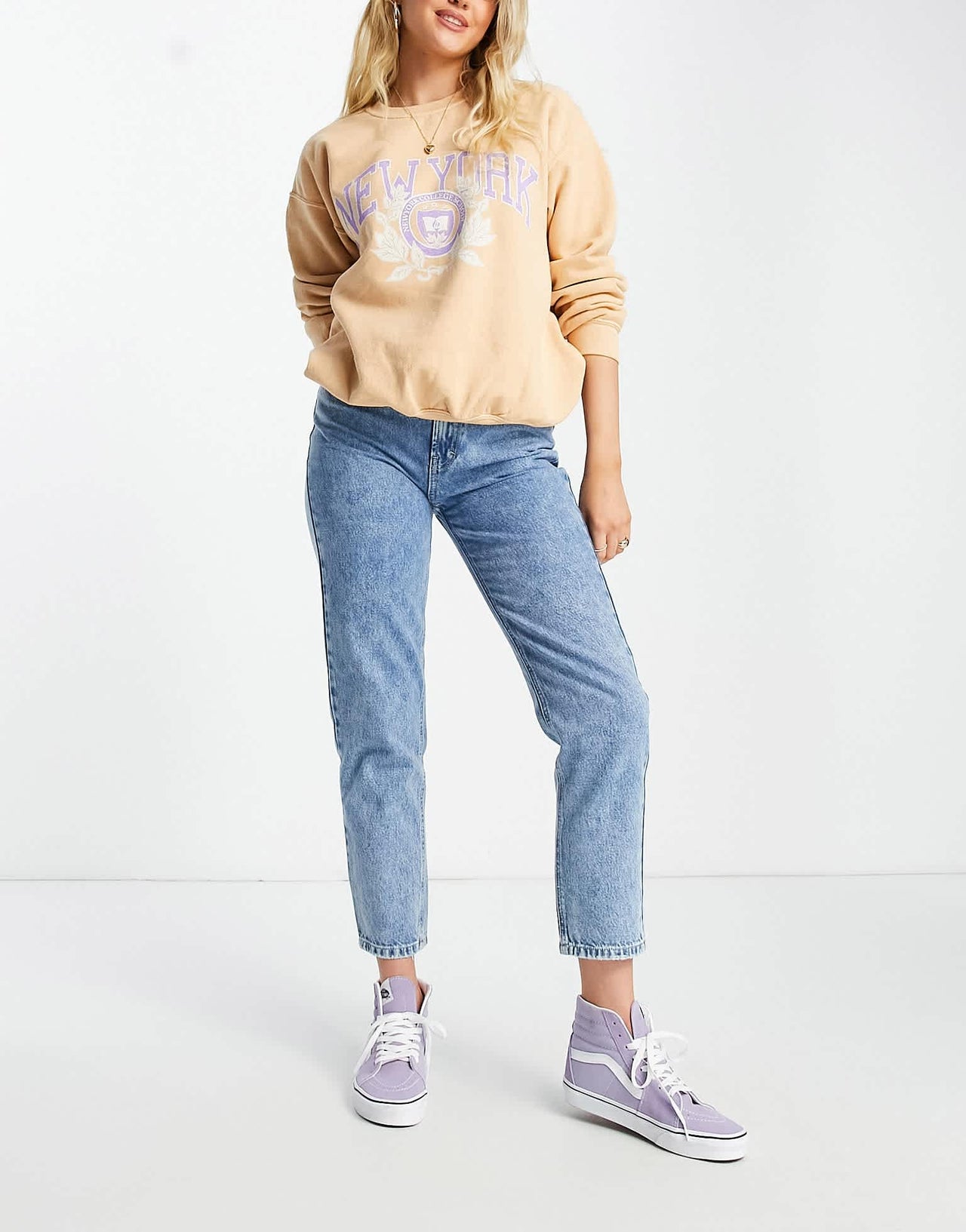 Pull&Bear basic mom jean in medium blue