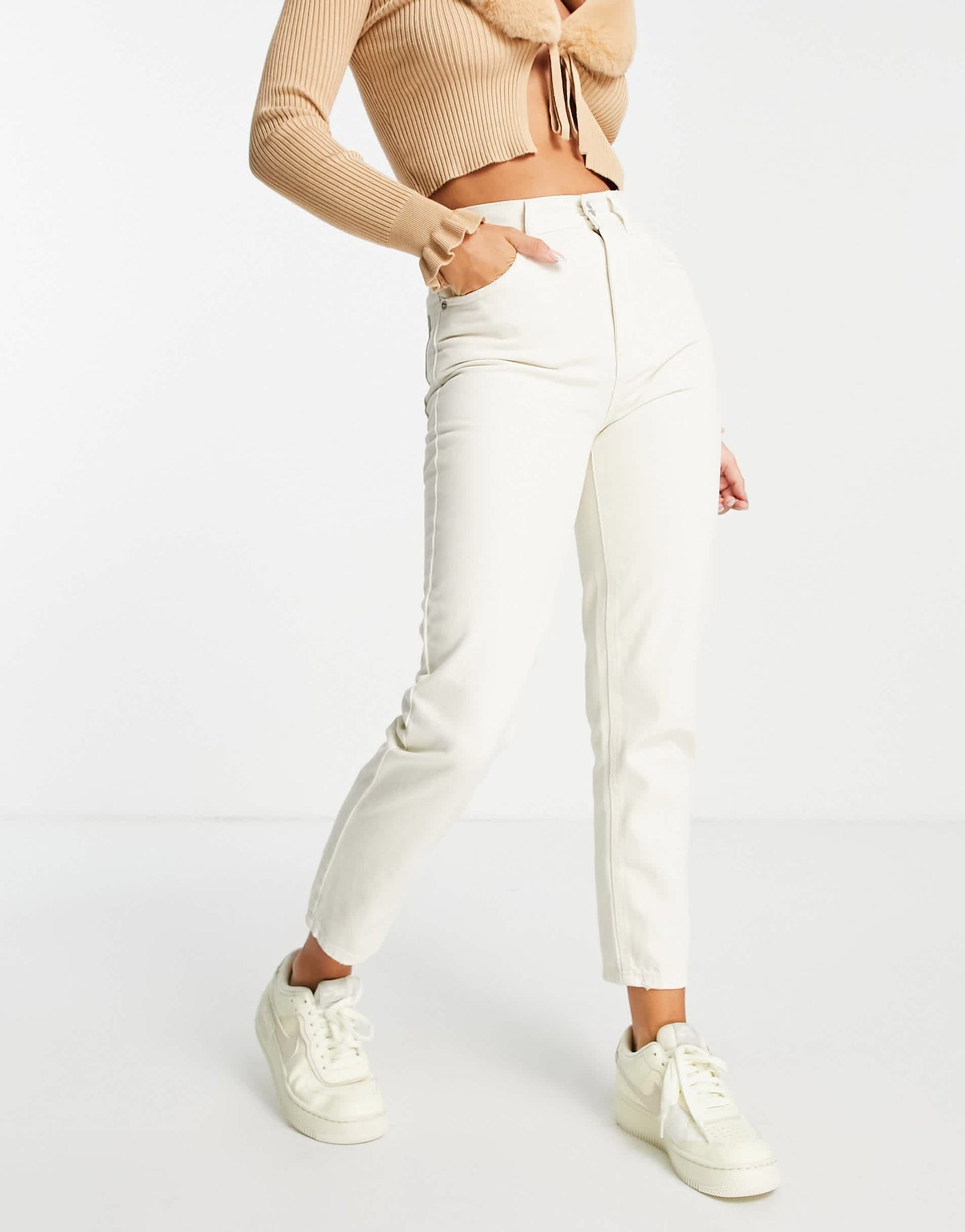 Pull&Bear basic mom jean in ecru