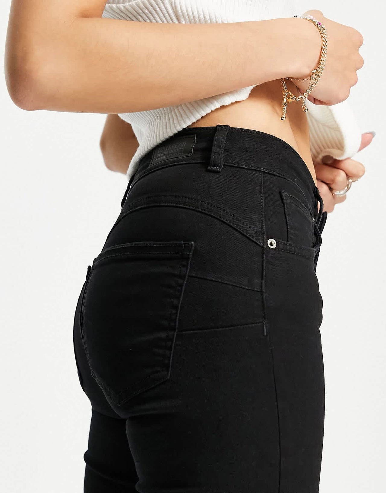 Pull&Bear Petite push up sculpt skinny jeans in black