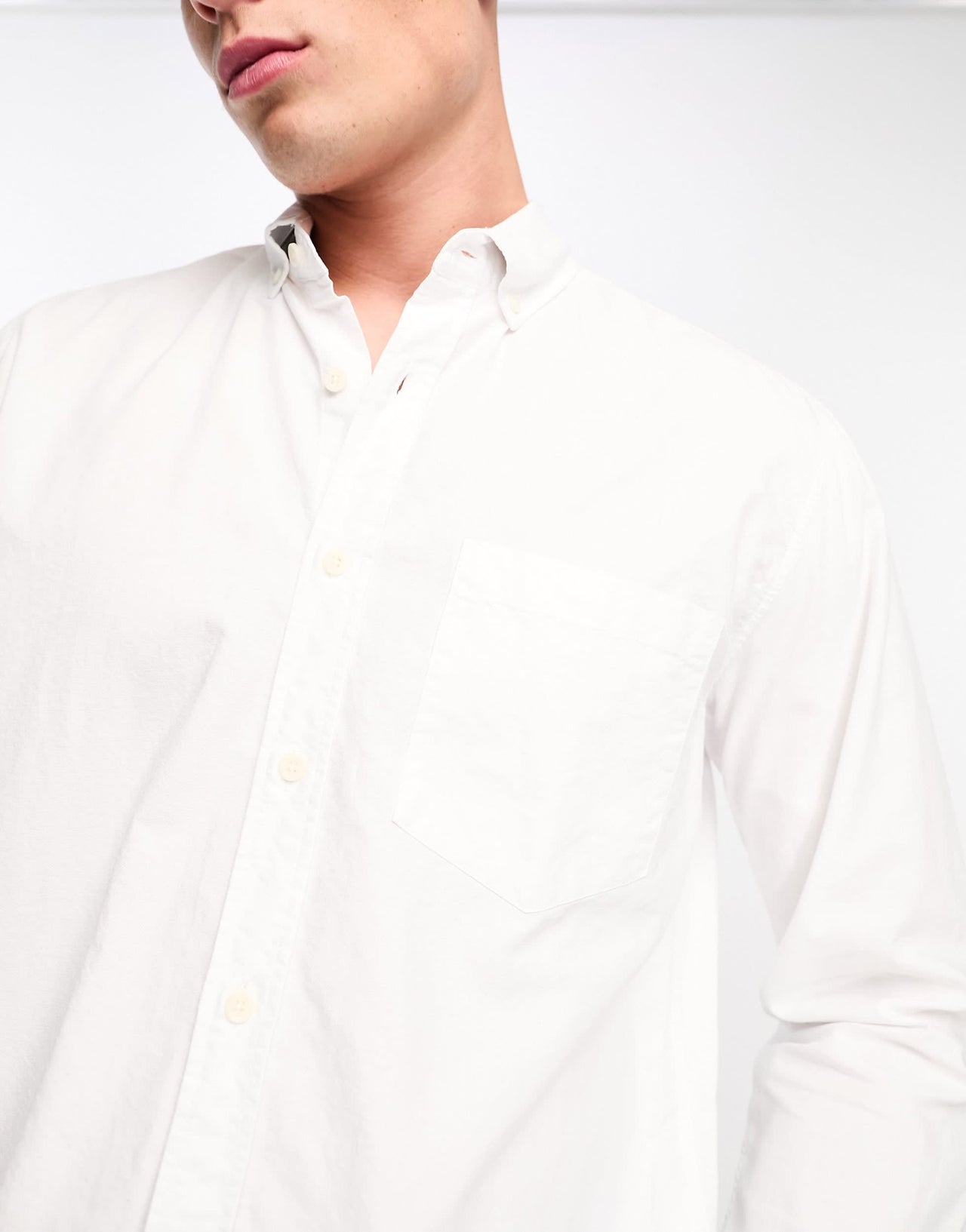 Pull&Bear long sleeve shirt in white