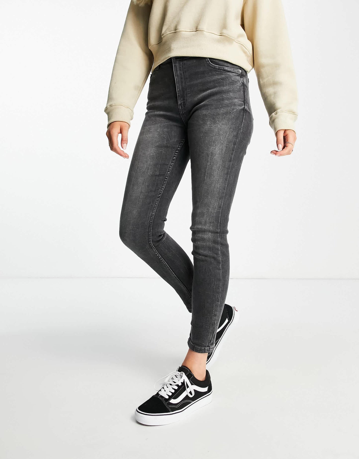 Bershka high waist skinny jean in grey