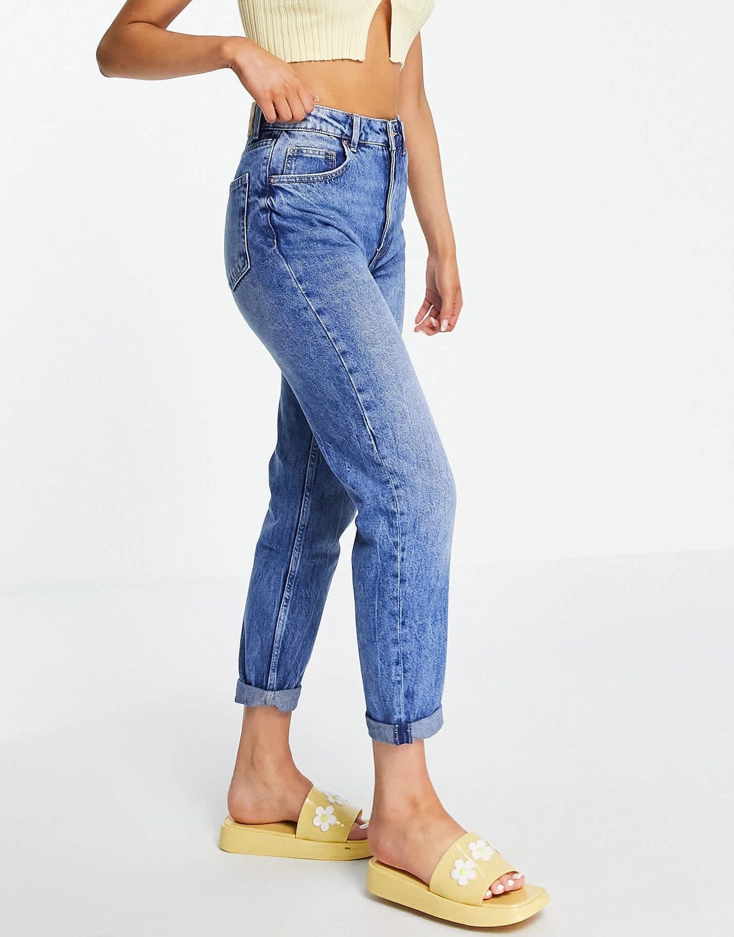 Bershka mom jean in vintage blue