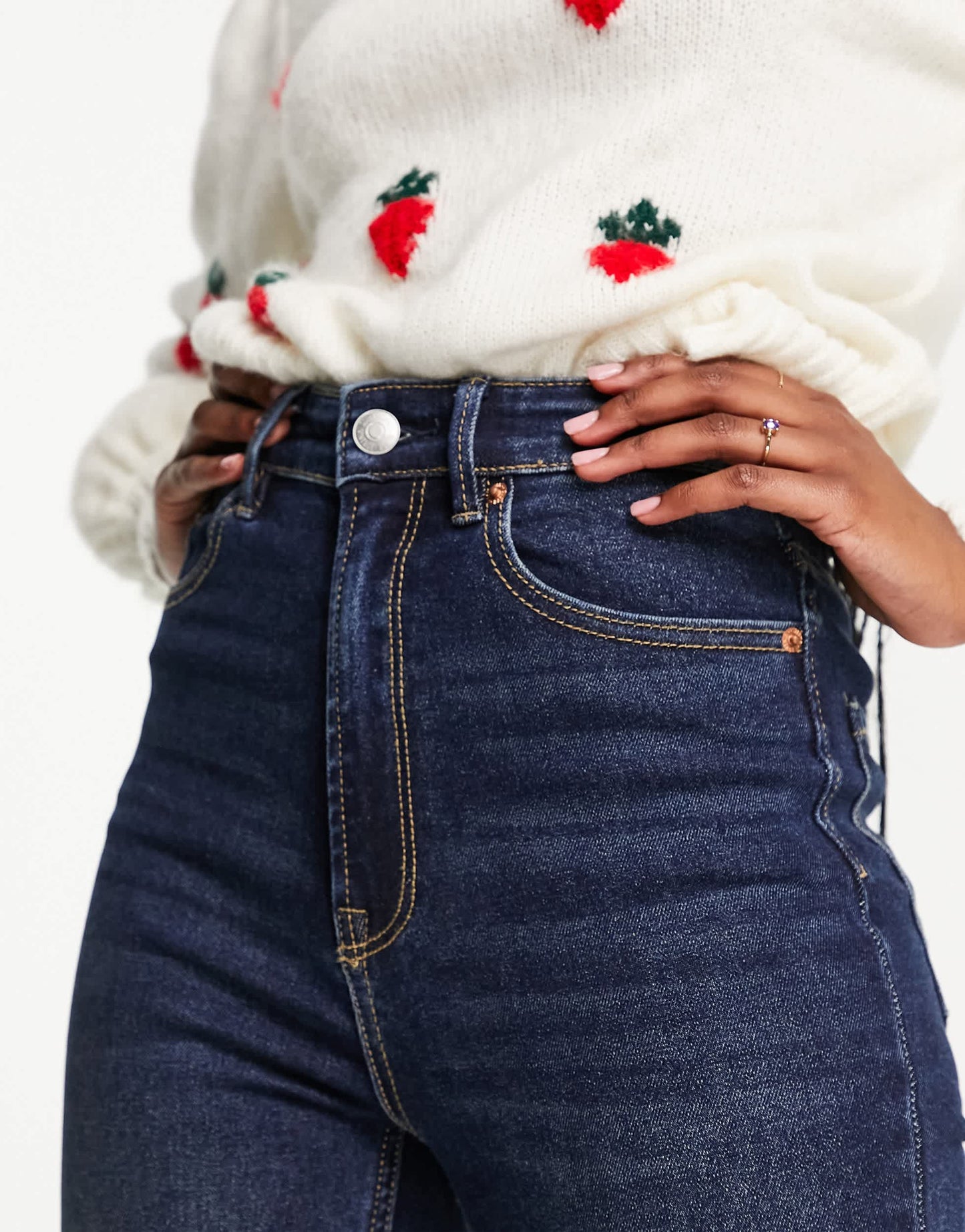 Stradivarius super high waist skinny jean in dark wash