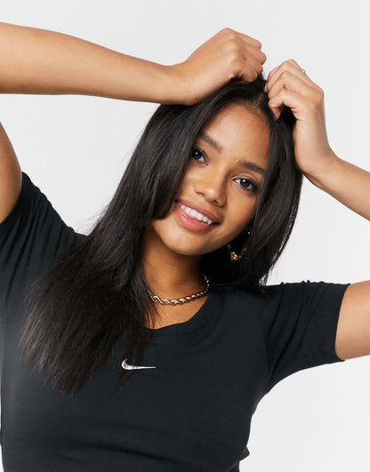 Nike Club Essentials crop t-shirt in black