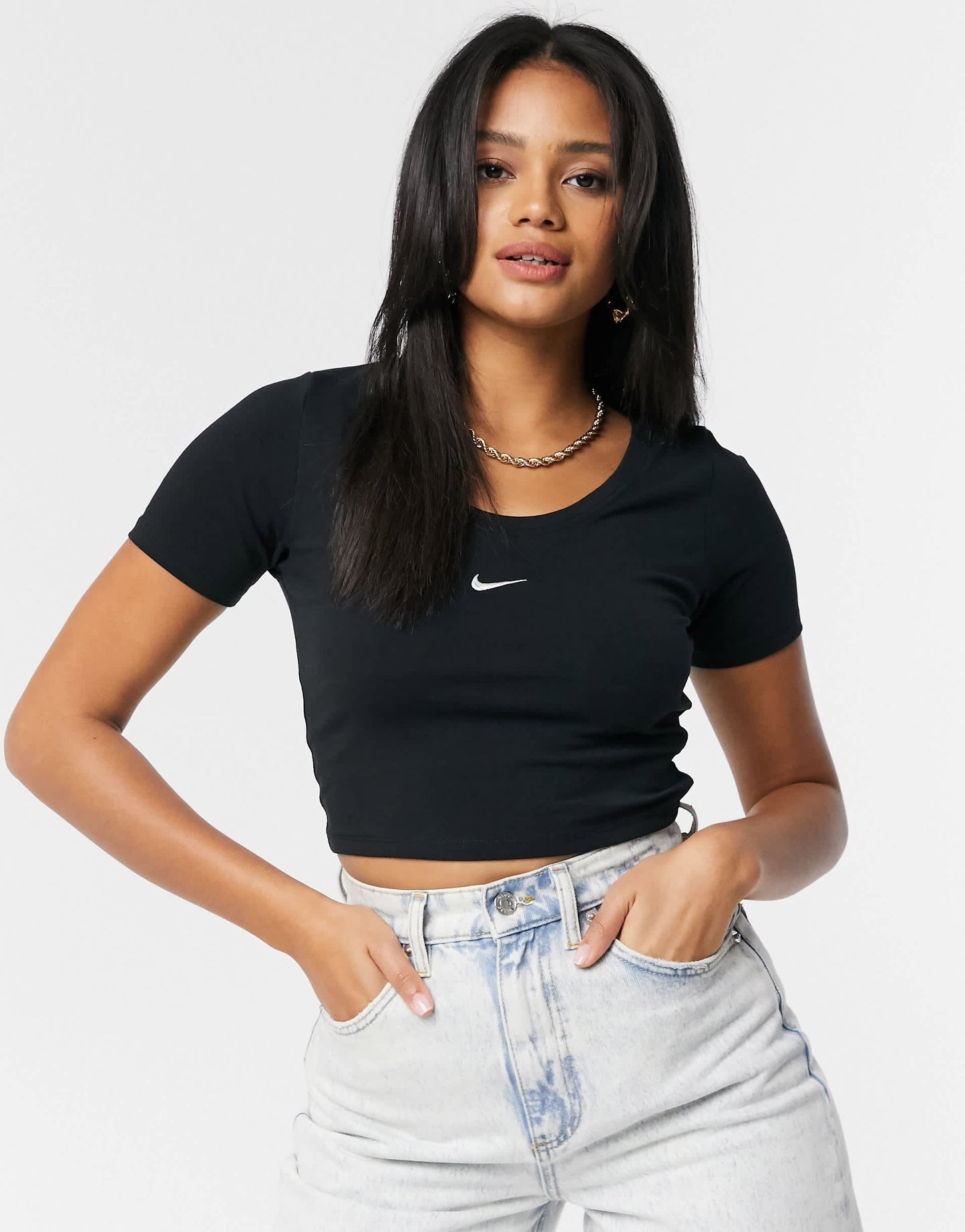 Nike Club Essentials crop t-shirt in black