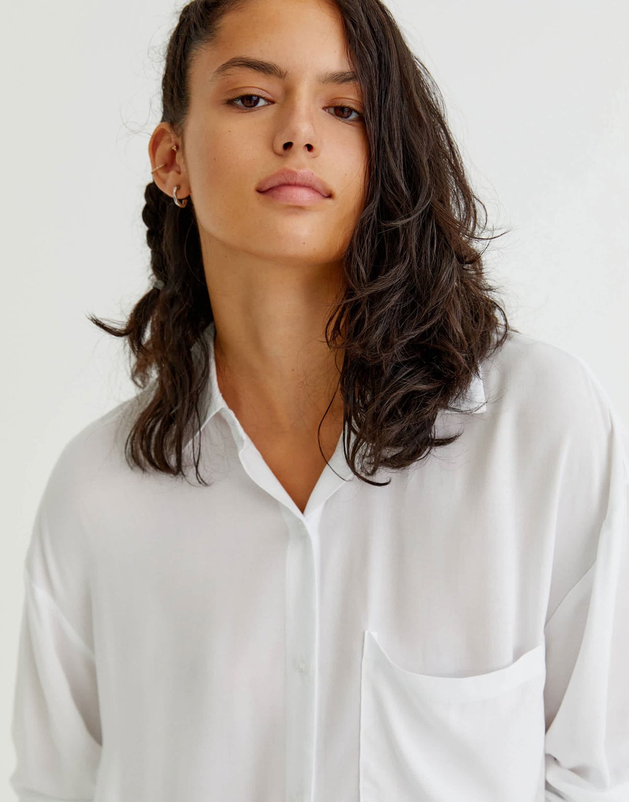 Pull&Bear oversized shirt in white