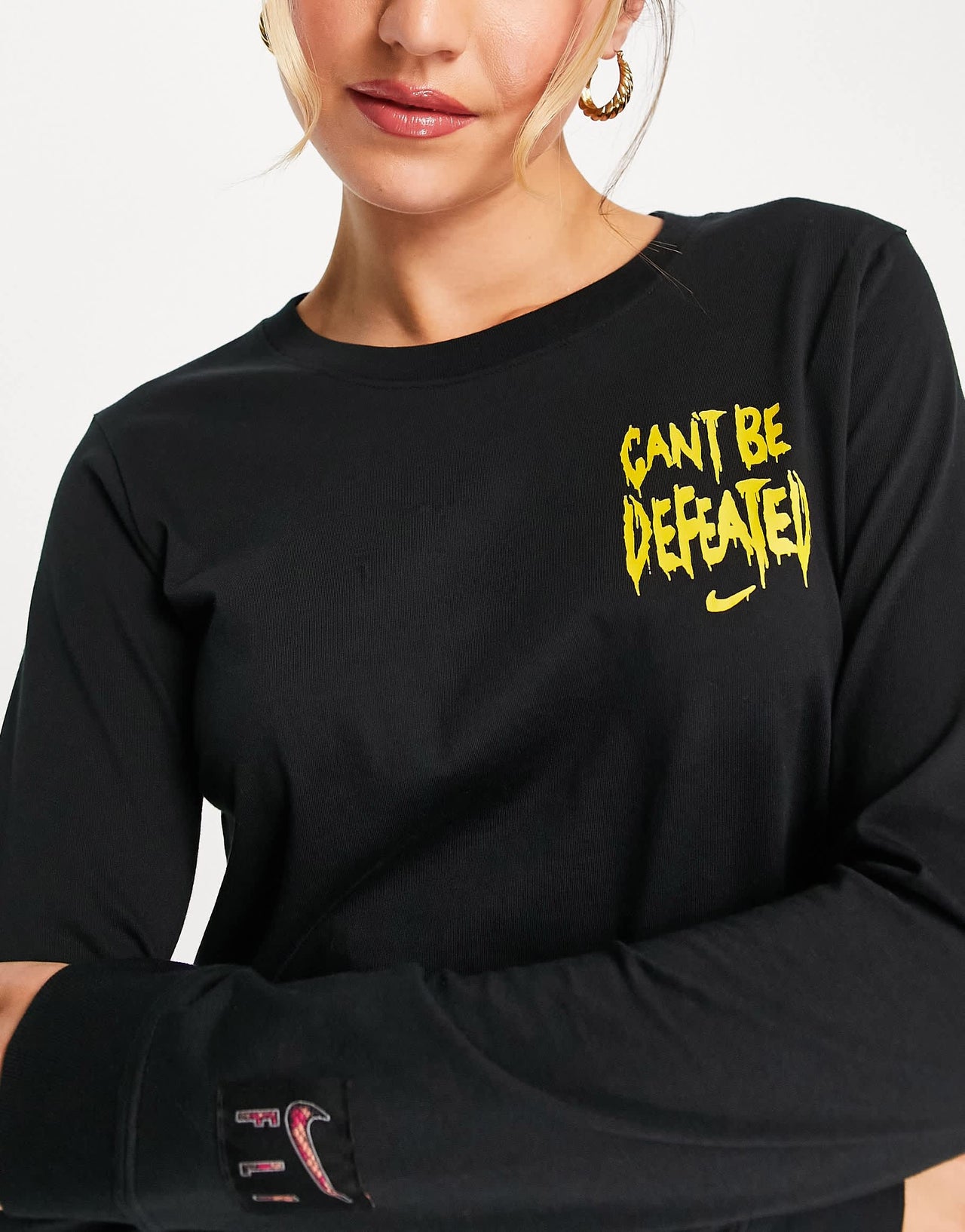 Nike Basketball Dri-FIT Swoosh Fly graphic back print logo long sleeve top in black