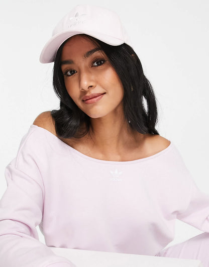 adidas Originals '80's Aerobic' off shoulder sweatshirt in pink