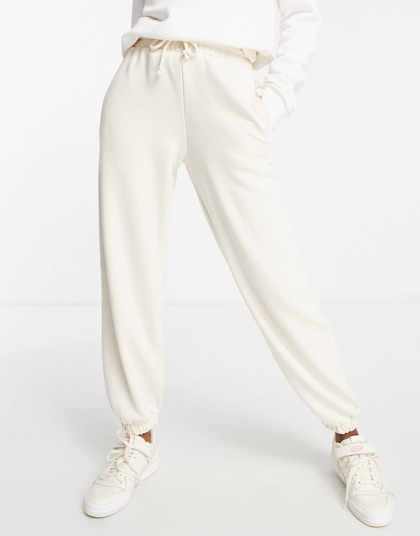 adidas Originals '80's Aerobic' oversized joggers in off white