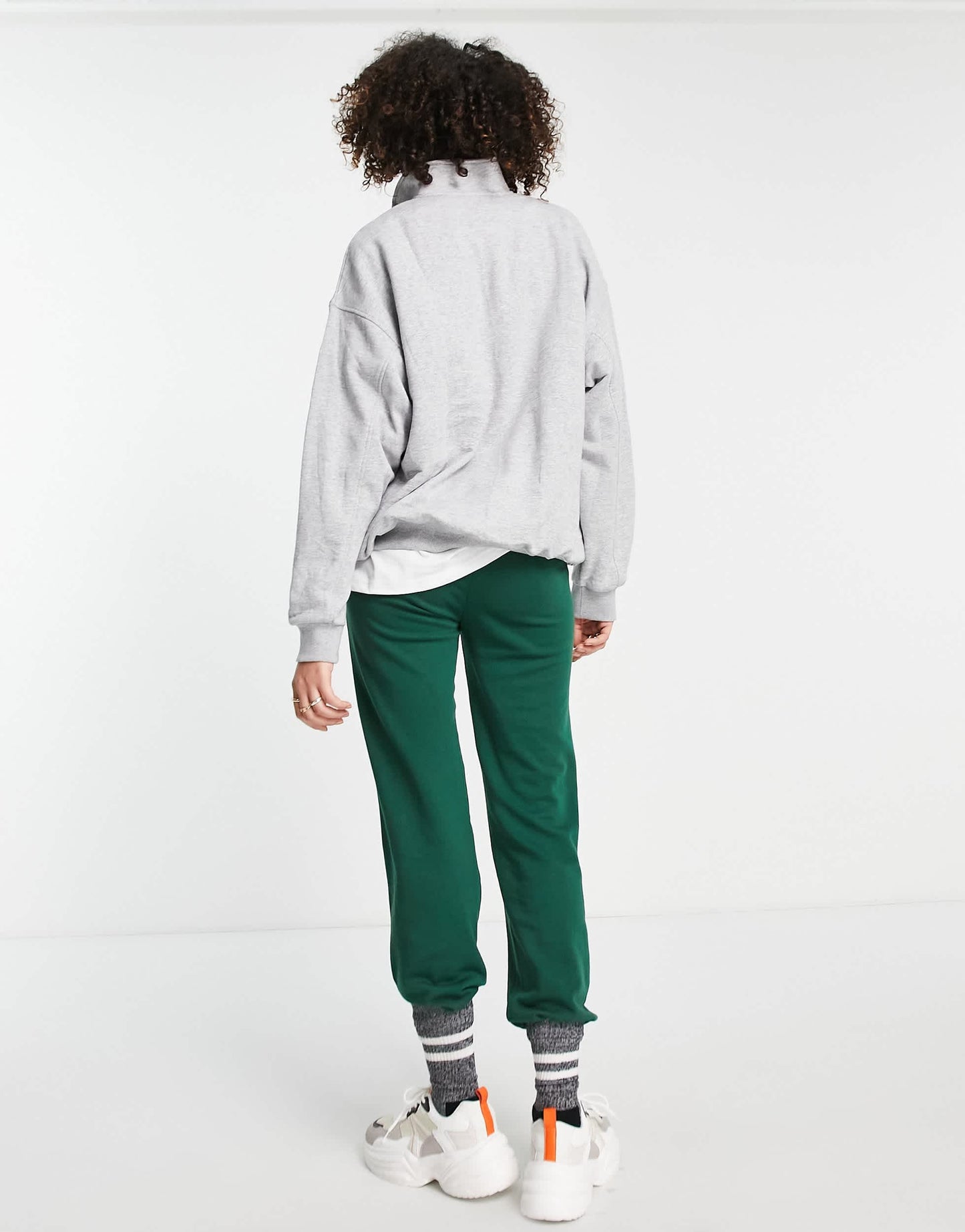 Bershka oversized half zip sweat with Vermont graphic in grey