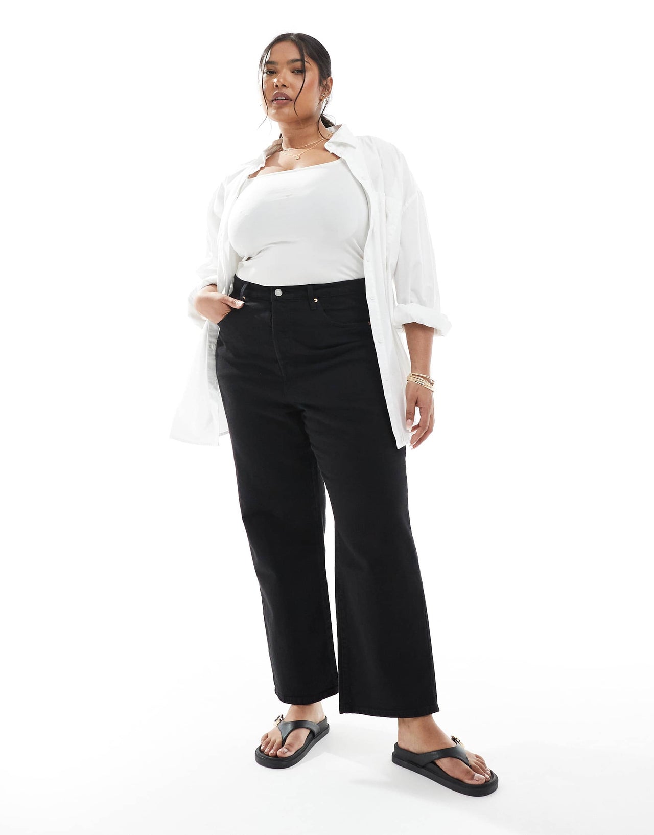 Levi's Plus ribcage straight leg ankle grazer jeans in black