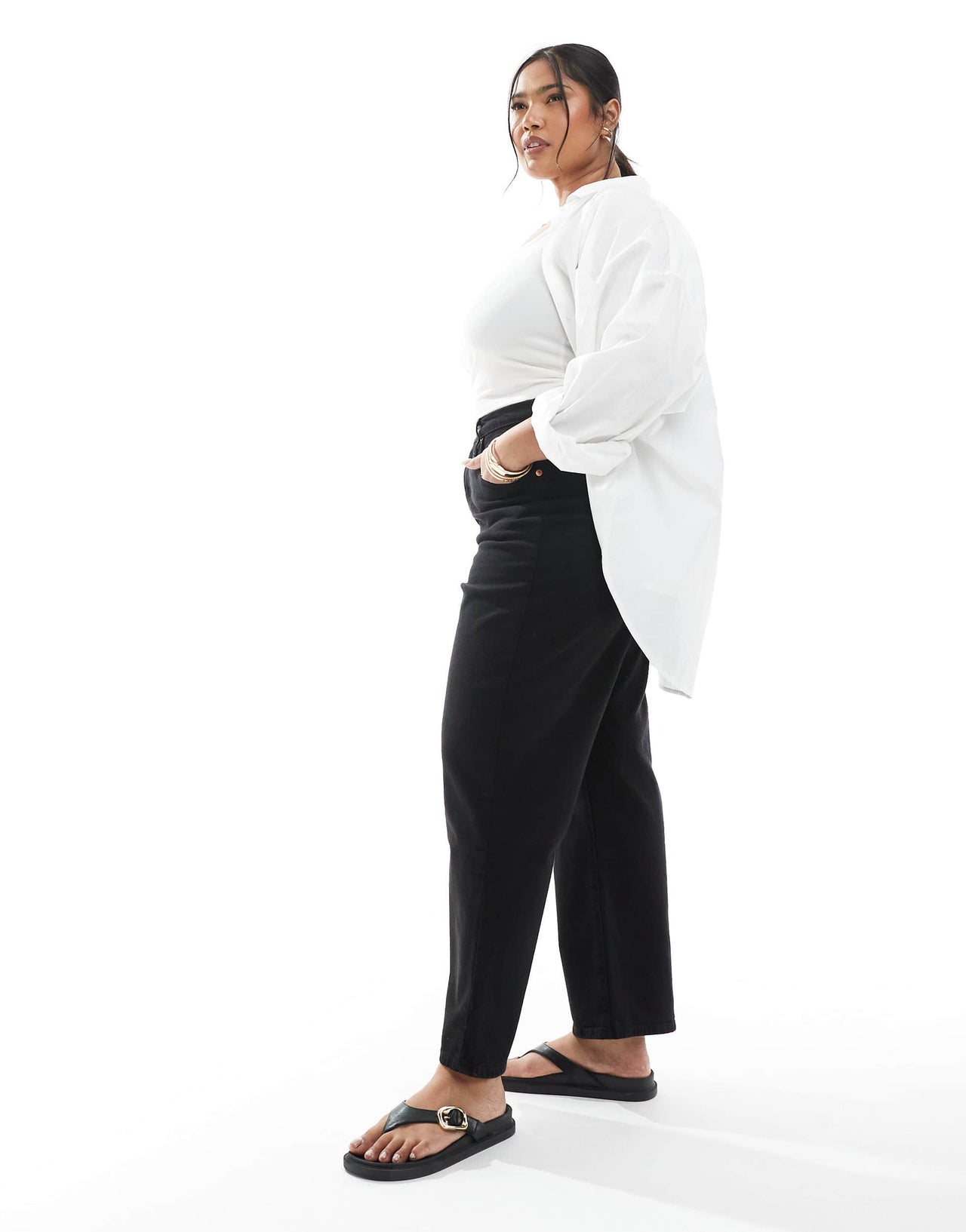 Levi's Plus ribcage straight leg ankle grazer jeans in black