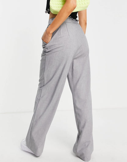 Stradivarius wide leg relaxed dad trousers in grey