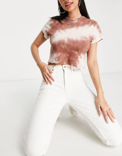 Topshop mid rise straight cropped jean with raw hems in white