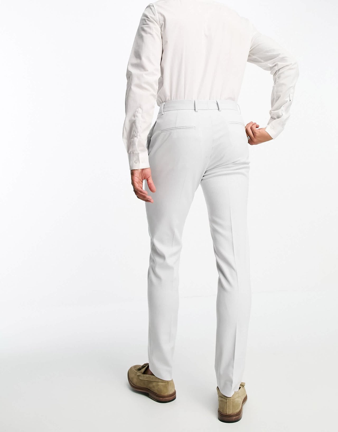 ASOS DESIGN wedding skinny suit trousers with micro texture in ice grey