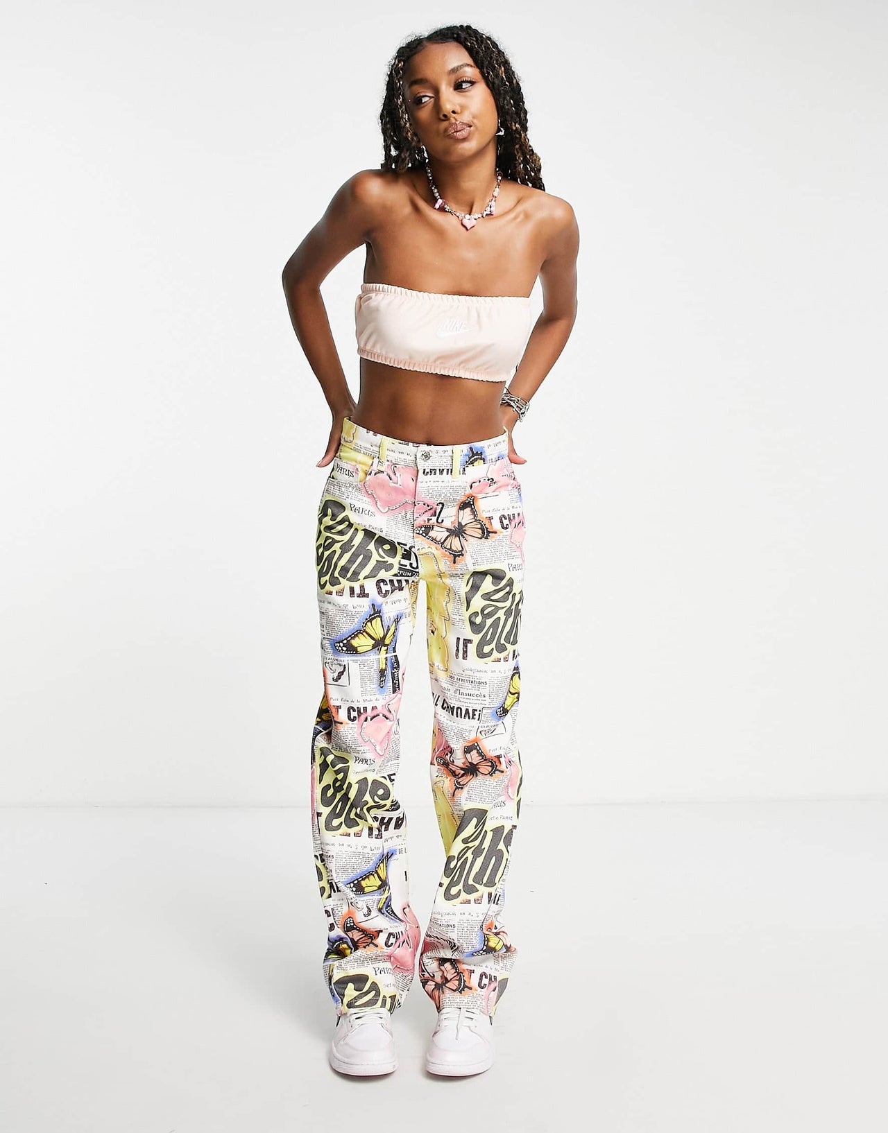 Nike Air pique bandeau top in pink