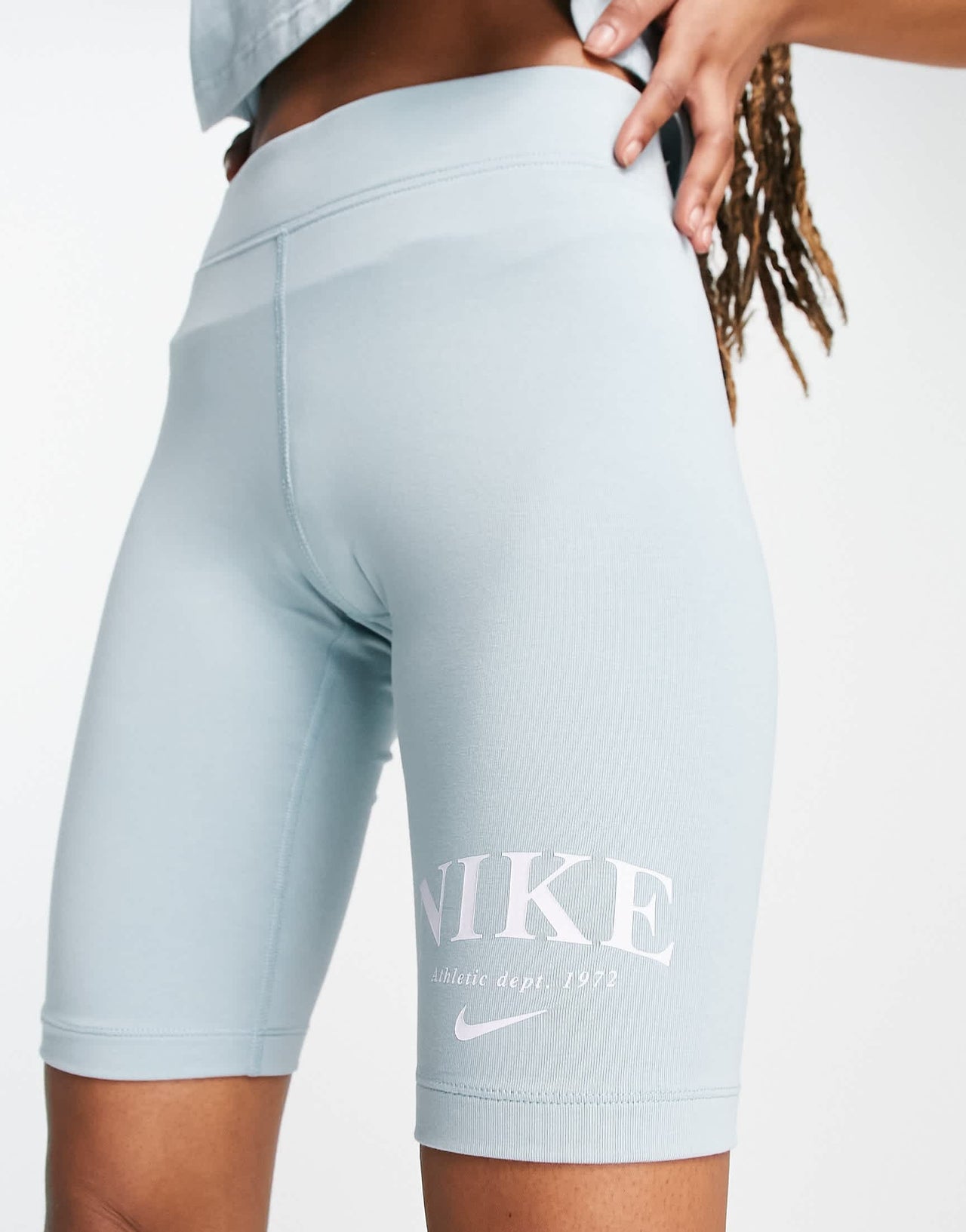 Nike Essential retro legging shorts in cave ocean blue