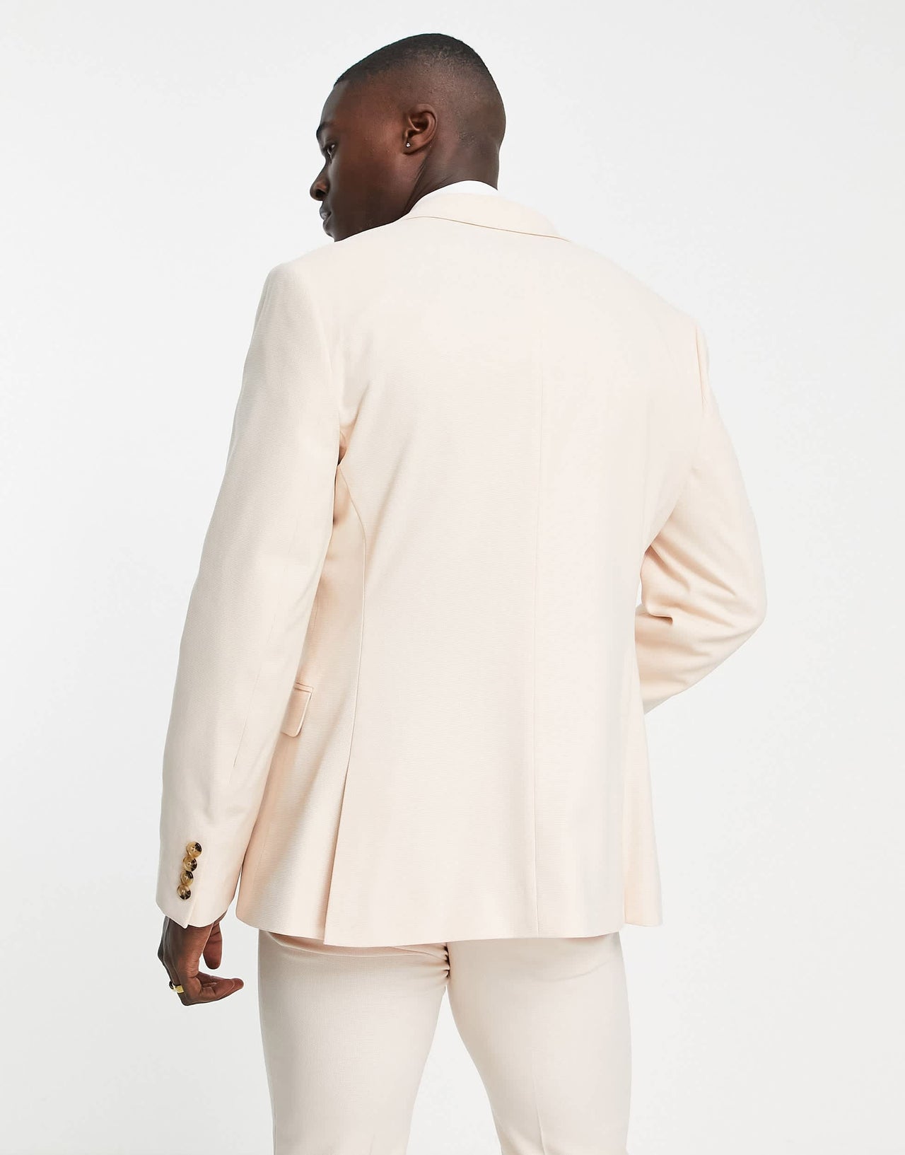 ASOS DESIGN wedding skinny suit jacket with micro texture in stone